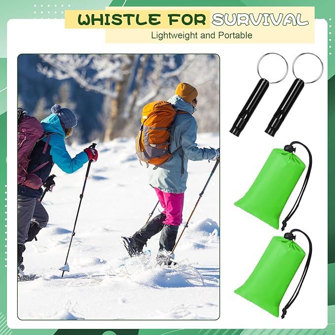 Qunclay 6 Set Emergency Sleeping Bag Portable Bivy Sack with Whistles Thermal Waterproof Survival Bag Foldable Lightweight Emergency Supplies for Outdoor Travel Camping Hiking