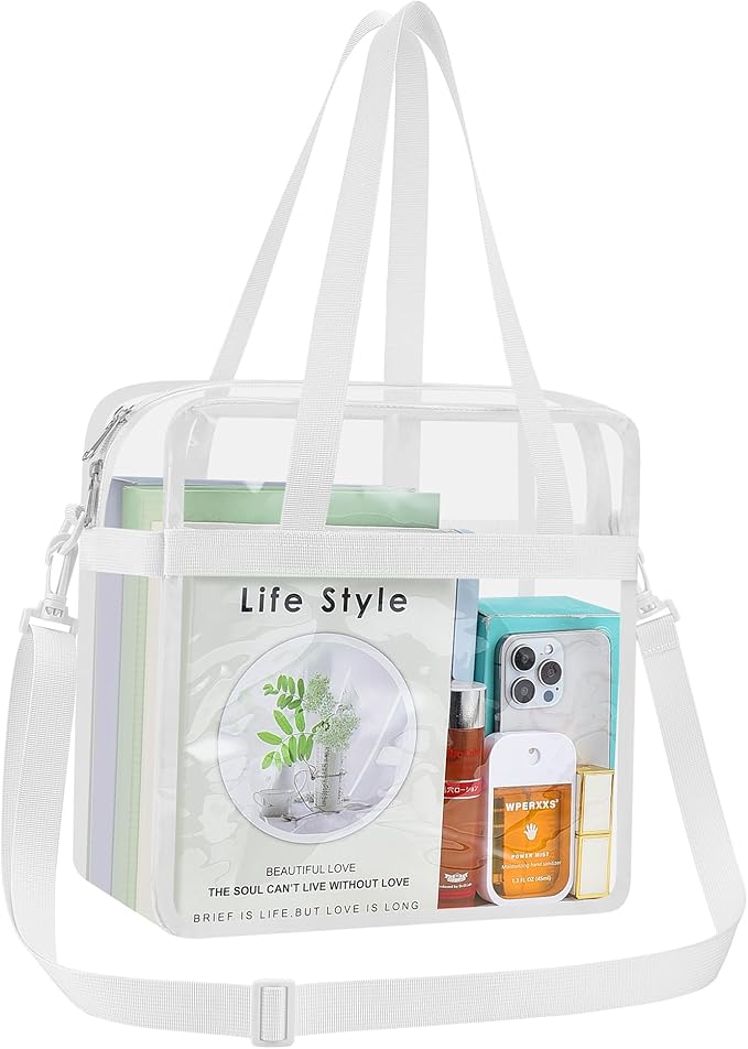 USPECLARE Clear Tote Stadium Approved, Security Travel & Gym Clear Bag for Work Sports Games Concerts