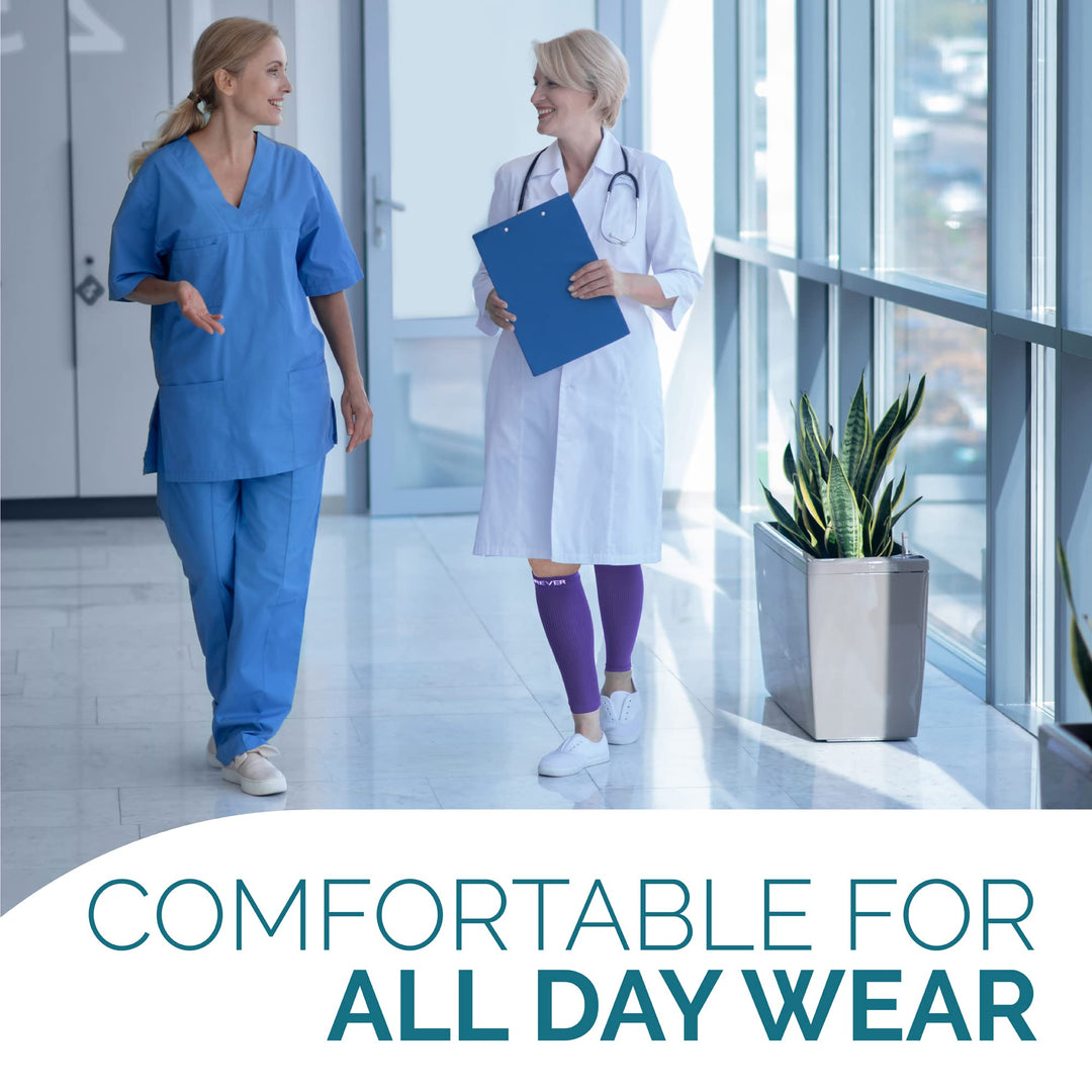 Run Forever Calf Compression Sleeves for Men and Women - Leg Compression Sleeve - Footless Compression Socks for Runners, Shin Splints, Varicose Vein & Calf Pain Relief - Purple Small