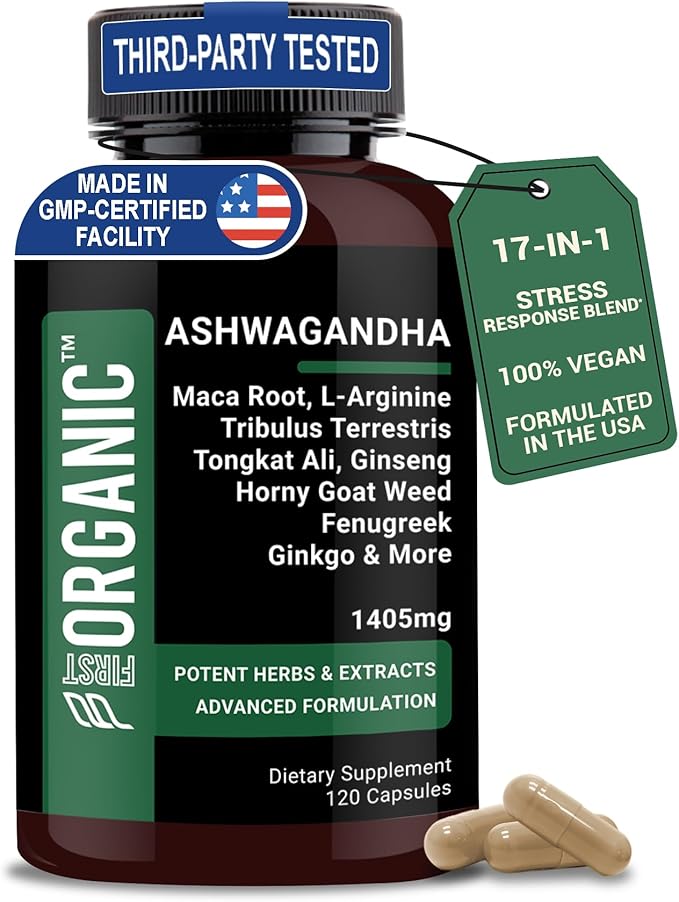Ashwagandha + Maca Root Complex 1600mg - 120 Capsules - Supports Energy, Stress Response & Immune Health - Third-Party Tested, Vegan, Non-GMO, Gluten Free