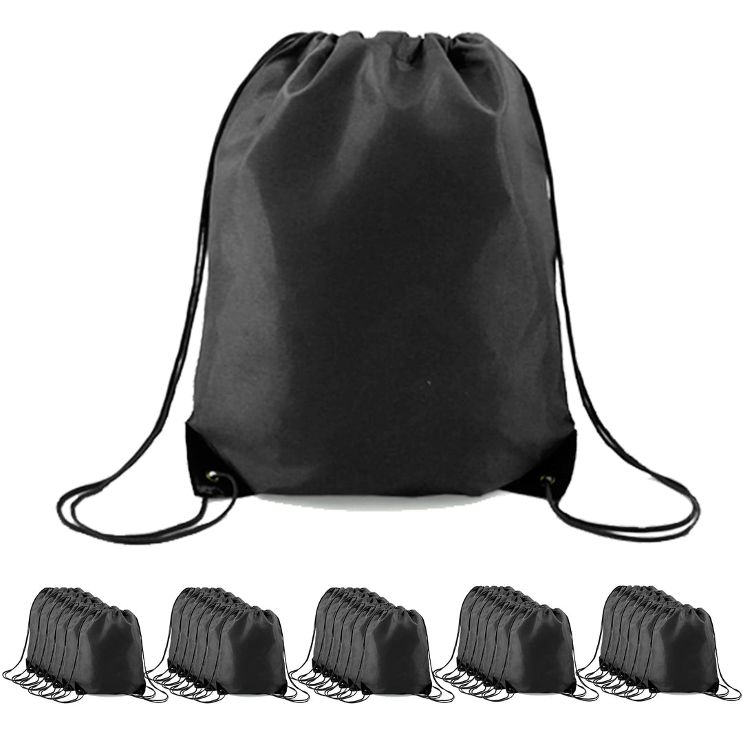 BeeGreen 30 Pieces Black Drawstring Bags Cinch Bags Bulk String Backpack Machine Washable Lightweight Sackpack Outdoor Sport Bags for Men Women