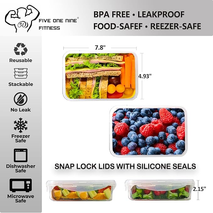 519 Fitness Meal Prep Backpack,Hiking Outdoor Insulated Unisex Lunch Cooler with Computer Compartment,Include 6 Meal Containers,2 Ice Packs and Shaker