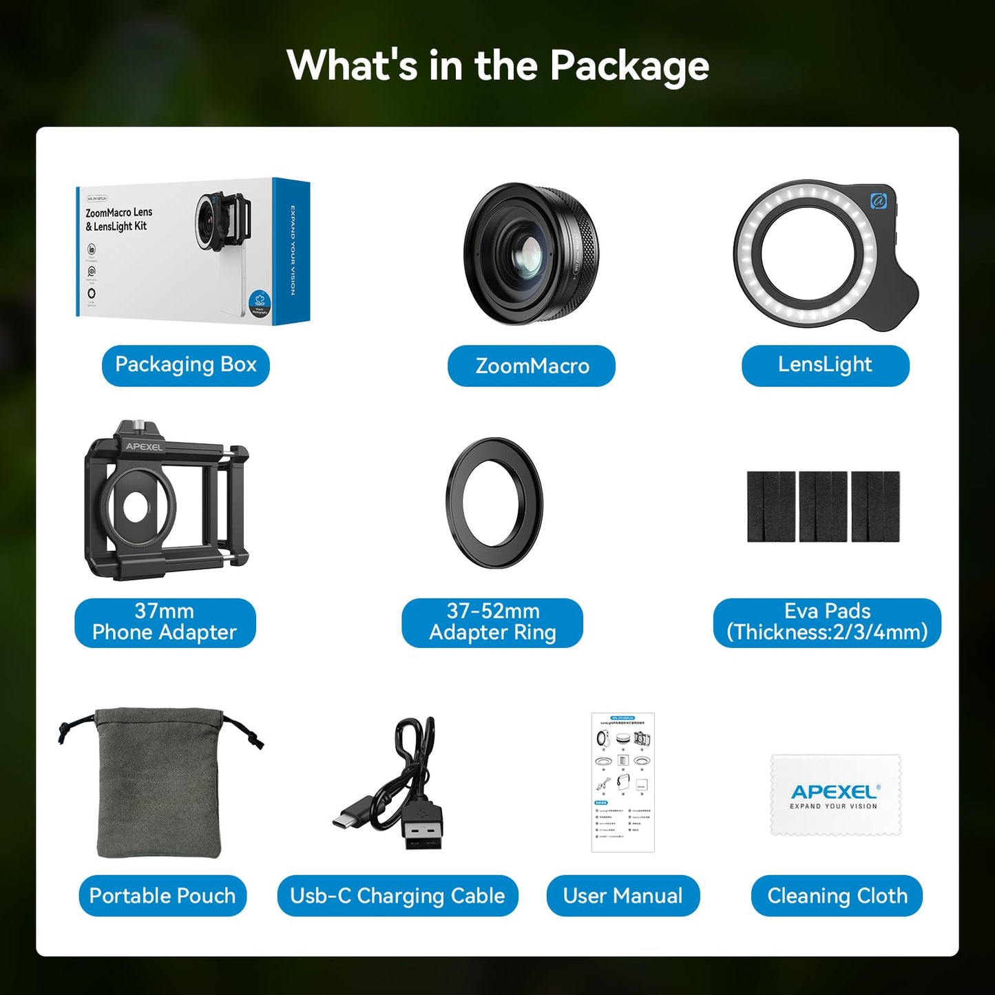 10-20x Zoom Macro Lens Set with Fill Light for Smartphones, Macro Phone Lens with Universal Lens Clip, HD Photography for iPhone and Android Phones