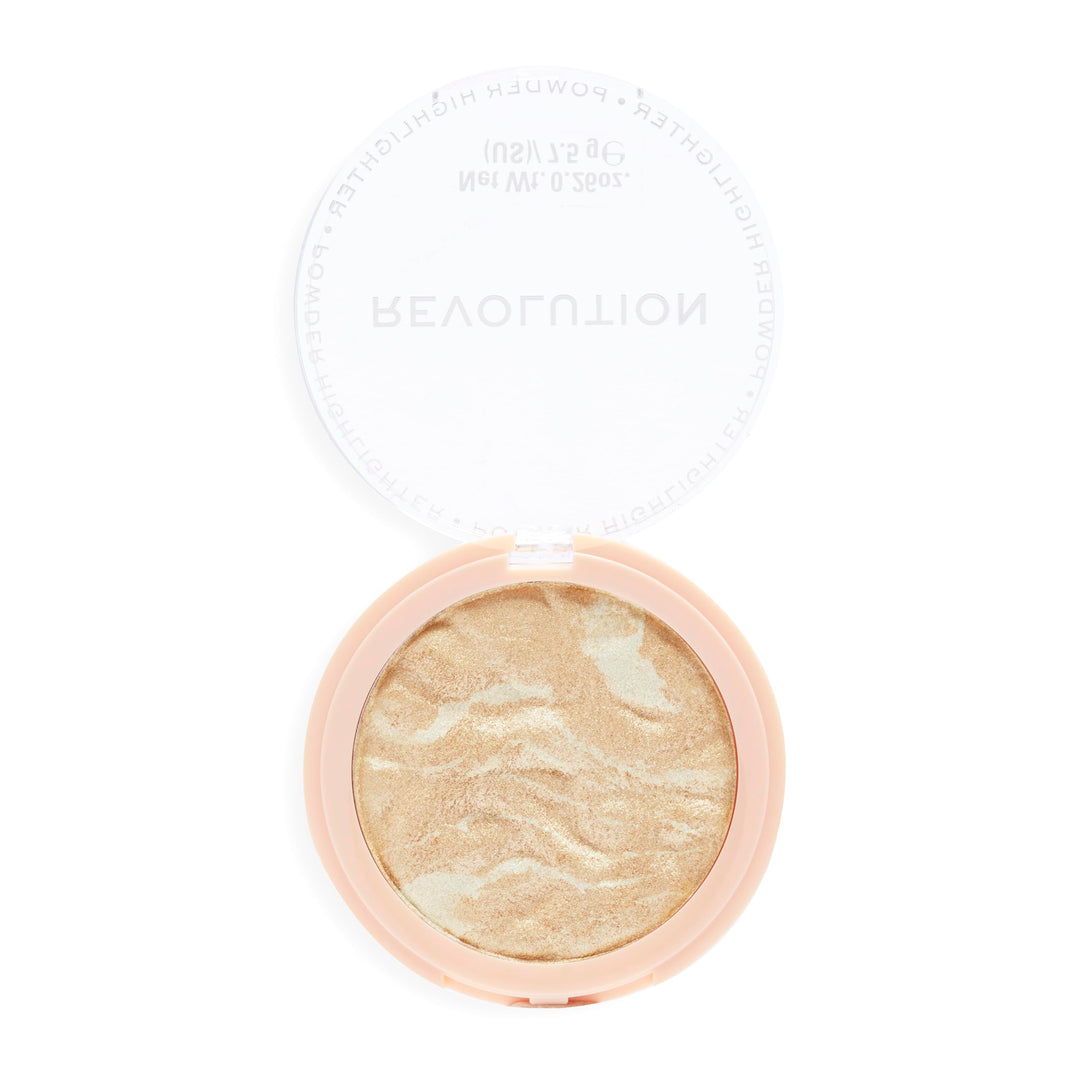 Revolution, Reloaded Pressed Powder Highlighter, Intensely Pigmented for a High Impact Dewy Finish, Raise The Bar, 0.22 Oz