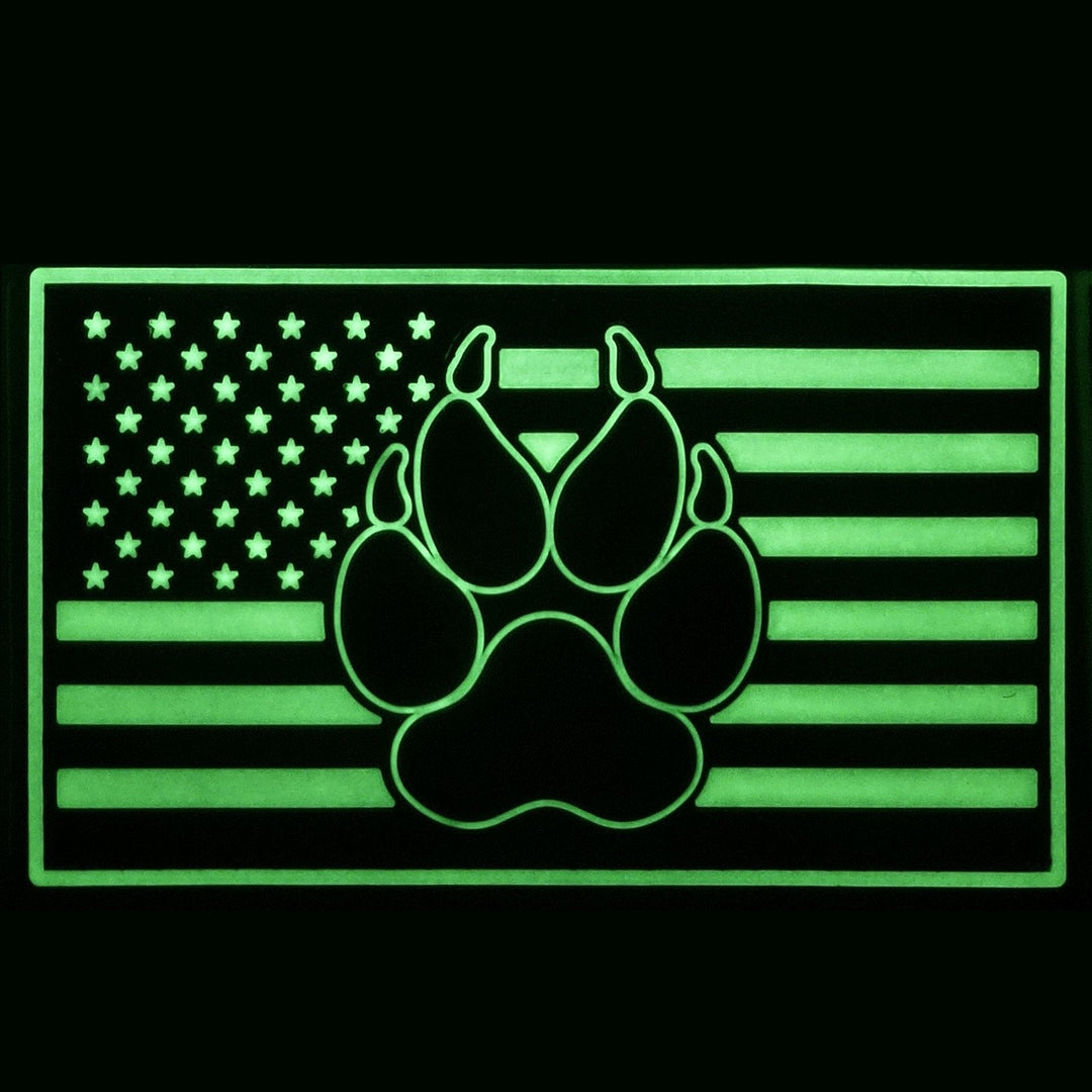 American K9 Patch Tactical PVC Badge Compatible with Velcro Dog Patches for Harness - Service Dog Patches, K9 Patches, Dog Vest Patches, Patches for Hats (Black White - Glow Dark)