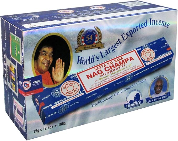 Nag Champa Incense Sticks 15g x 12 and Incense Stick Holder Bundle Insence Insense Satya Incense