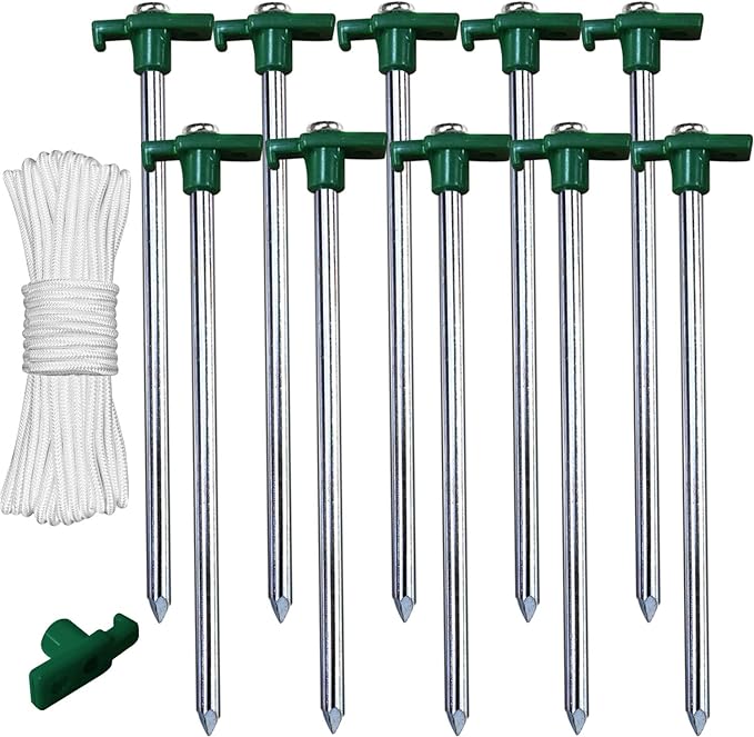 ABCCANOPY Tent Stakes Camping Tent Stakes, 10pc-Pack (Green)