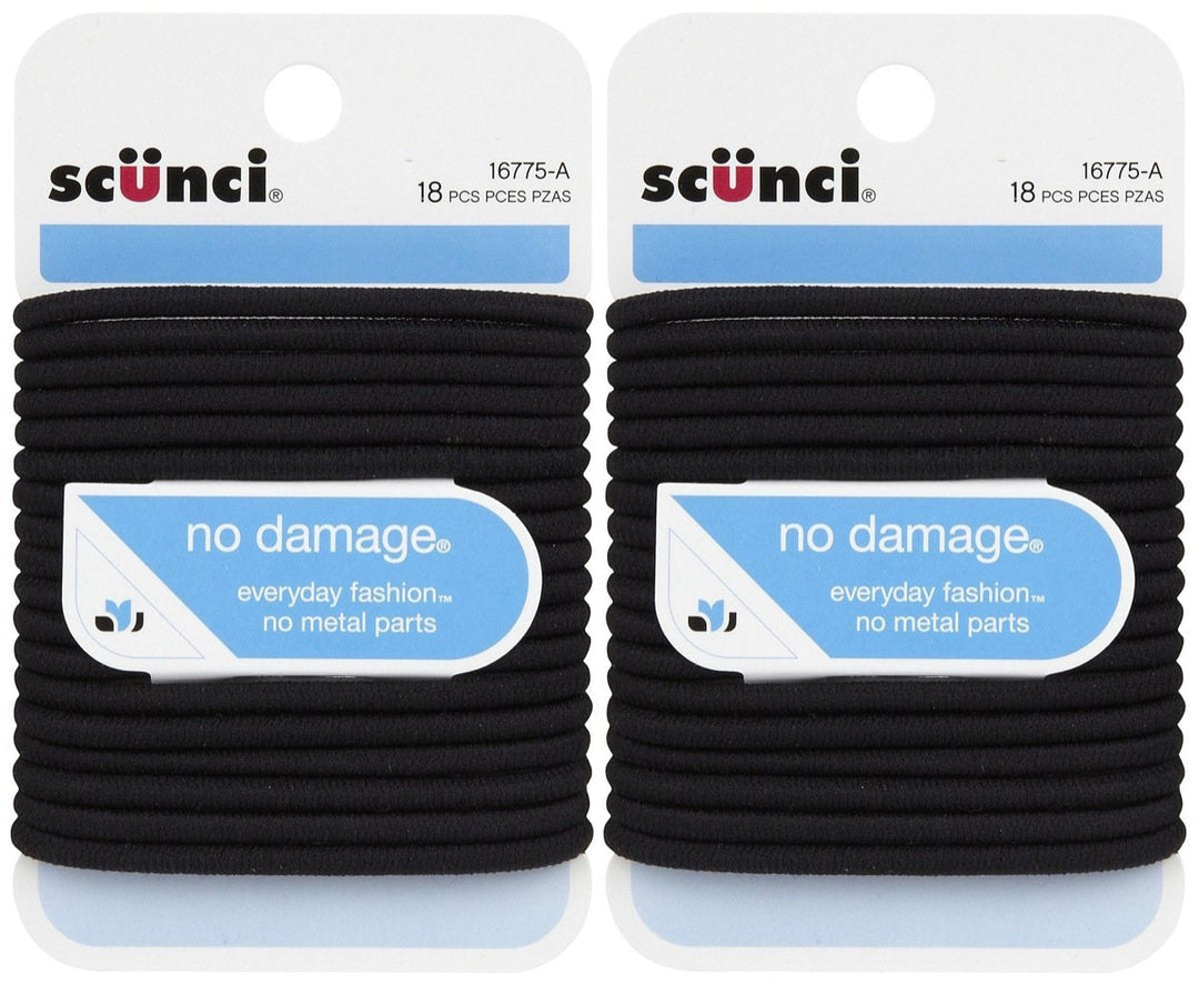 Scunci Comfortable All Day Medium Hold, Black 18 ea (Pack of 2)