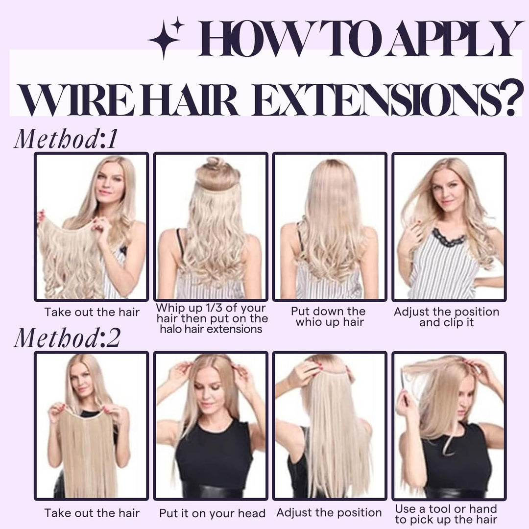 Fshine Wire Human Hair Extensions 14 Inch Balayage Walnut Brown to Ash Brown and Butter Blonde Transparent Fish Line Clip in Hair Extensions 100G