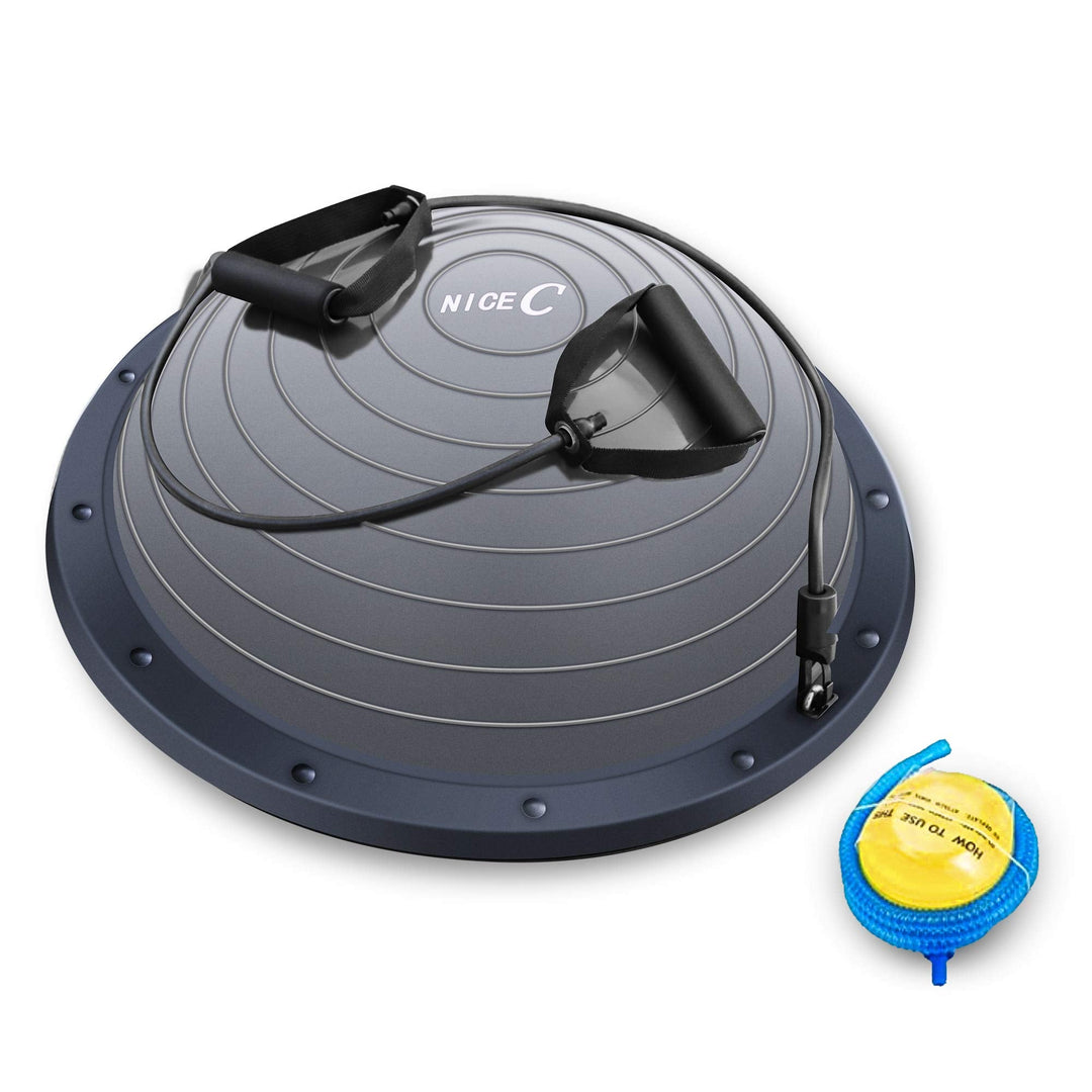 Nice C Balance Ball, Half Ball, Balance Ball, Exercise Workout Trainer, with Resistant Band, Strength Fitness Yoga with Bonus Foot Pump