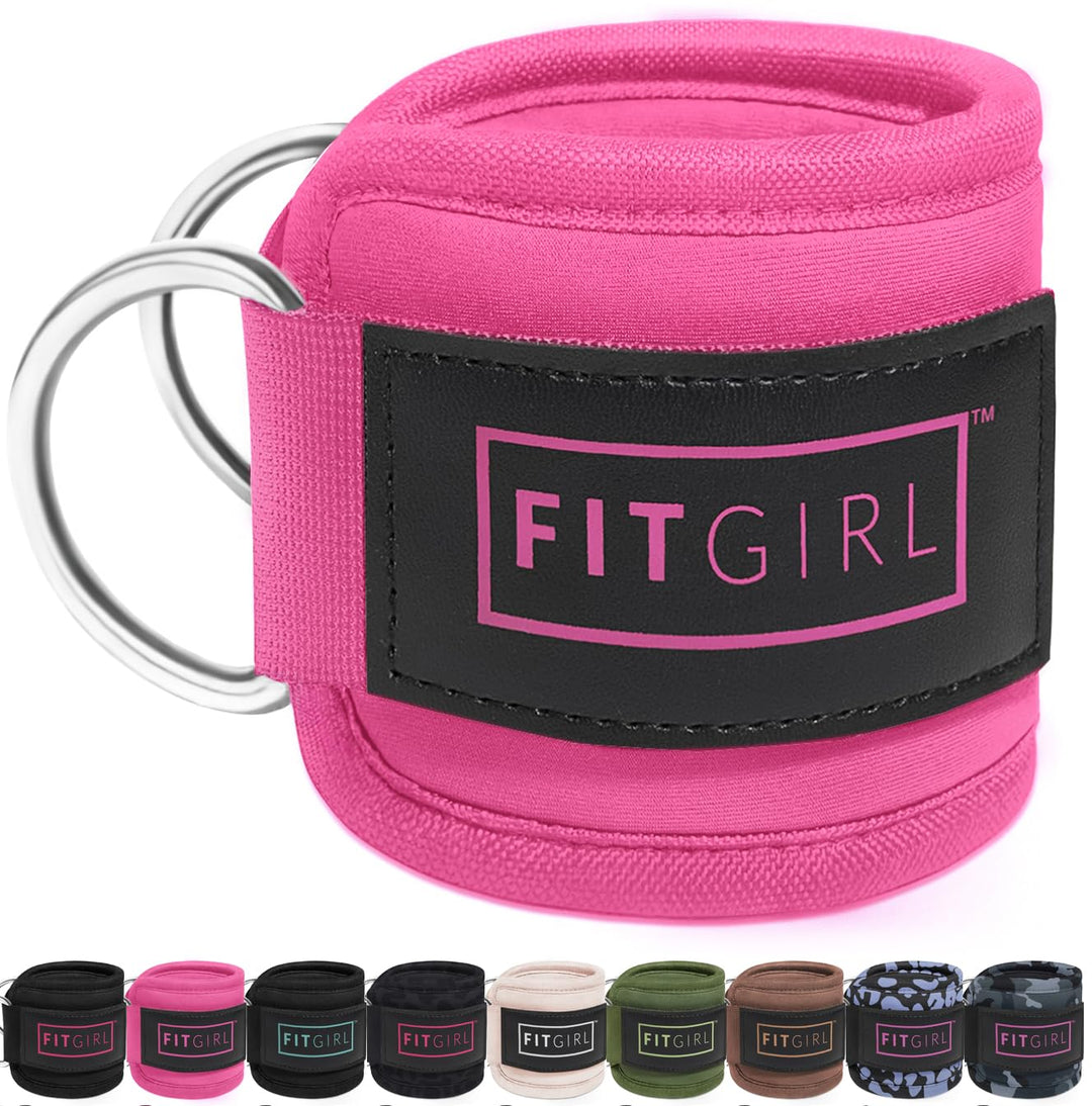 FITGIRL - Ankle Strap for Cable Machines and Resistance Bands, Work Out Cuff Attachment for Home & Gym, Glute Workouts - Kickbacks, Leg Extensions, Hip Abductors, For Women Only (Pink)
