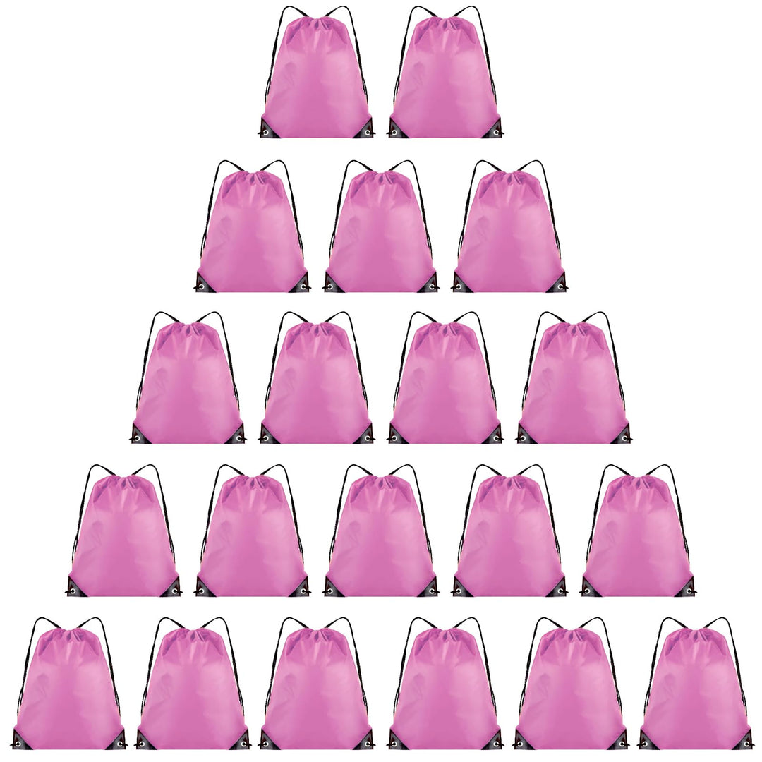 Grneric 20Pcs Drawstring Backpack Bulk Cinch Sackpack Ployster Drawstring Bags for Gym Party Trip(Pink)