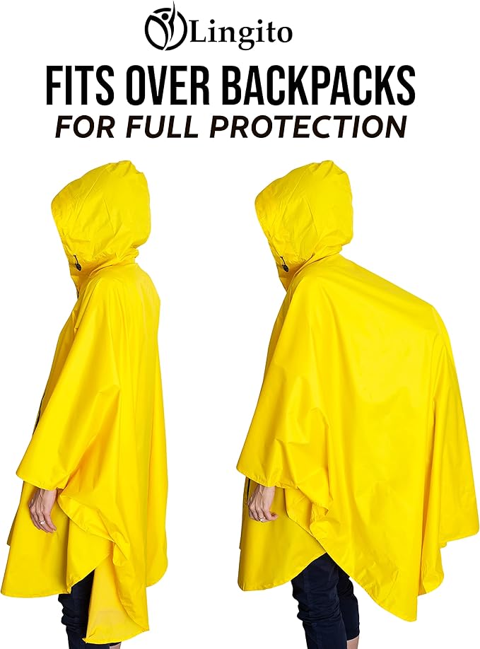 Heavy Duty Rain Poncho for Backpacking, Waterproof Lightweight for Adults, Military, Emergency, Camping, Men, Women
