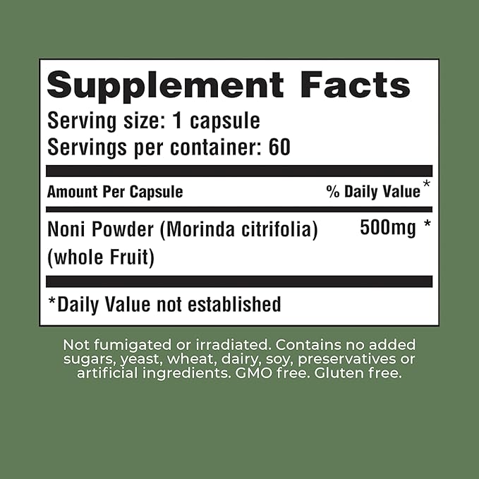 American Nutriceuticals – Noni – 60 Capsules – Powerful Adaptogen for Balanced Energy – 100% Whole Fruit Powder