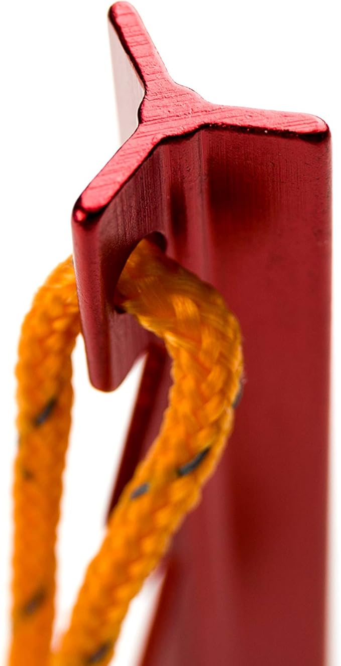 Aluminum Tent Stakes Pegs, 12-Pack Aluminum Ground Pegs with Reflective Pull Ropes, Heavy Duty Tri-Beam Metal Stakes Pegs for Backpacking Camping Tents Hammocks and Canopy