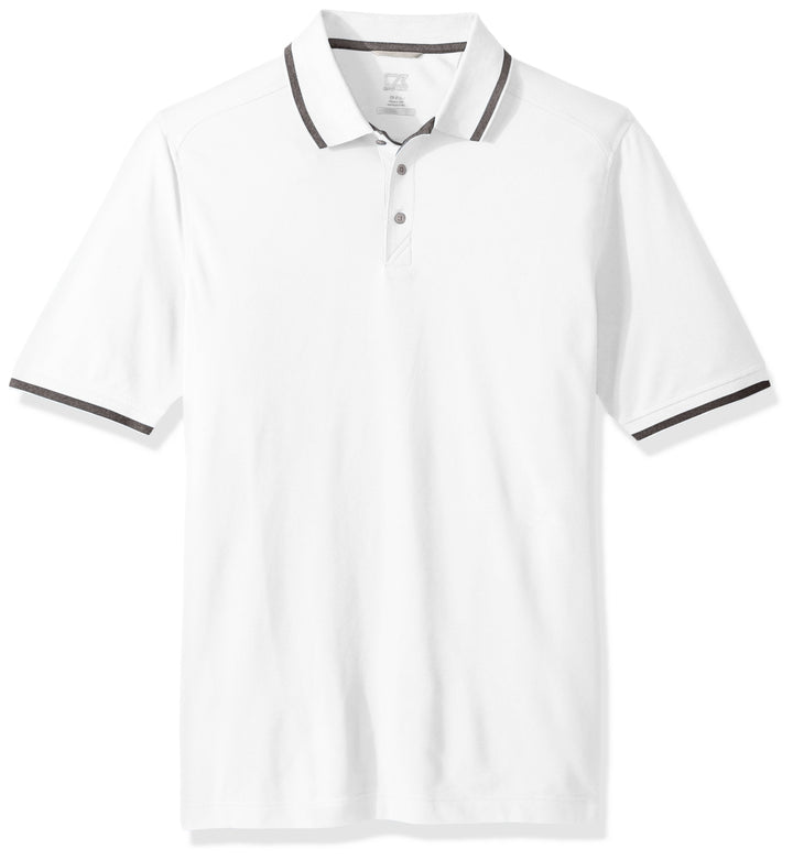 Cutter & Buck Men's 35+ UPF Lightweight Cotton Advantage Tipped Polo Shirt, White, Small