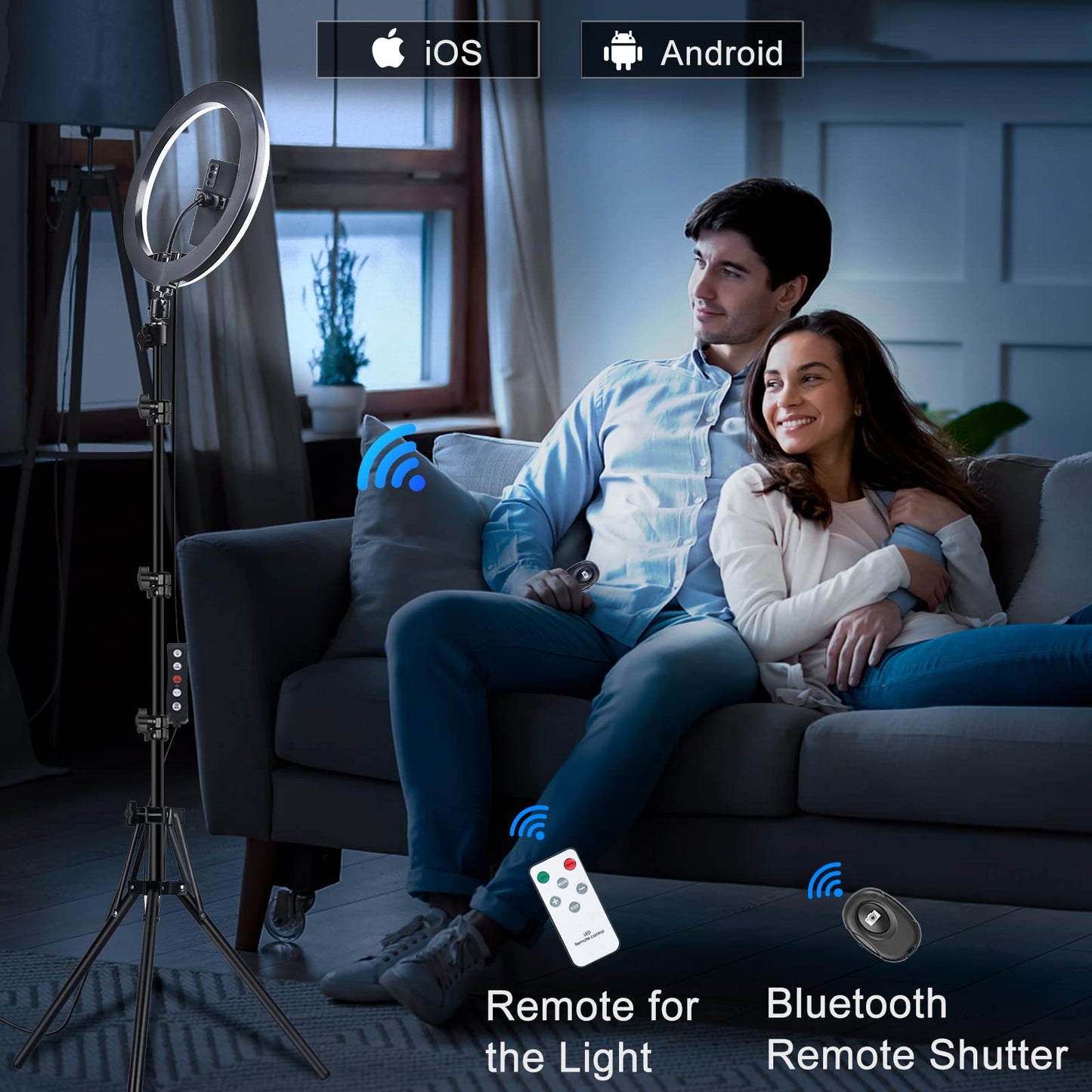 13 inch Ring Light with Tripod Stand & Phone Holder, Selfie Ring Light 63" Tall Extended Tripod Stand LED Circle Ringlight 50 RGB Mode 13 Brightness for Makeup YouTube Video Tiktok Wireless Remote