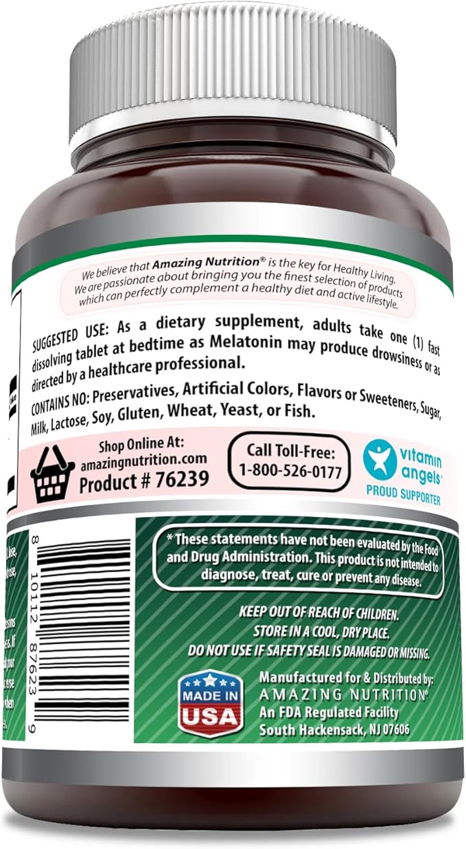 Amazing Formulas Melatonin Fast Dissolve 10 Mg Tablets | Non-GMO | Gluten Free | Made in USA (365 Count | Strawberry)