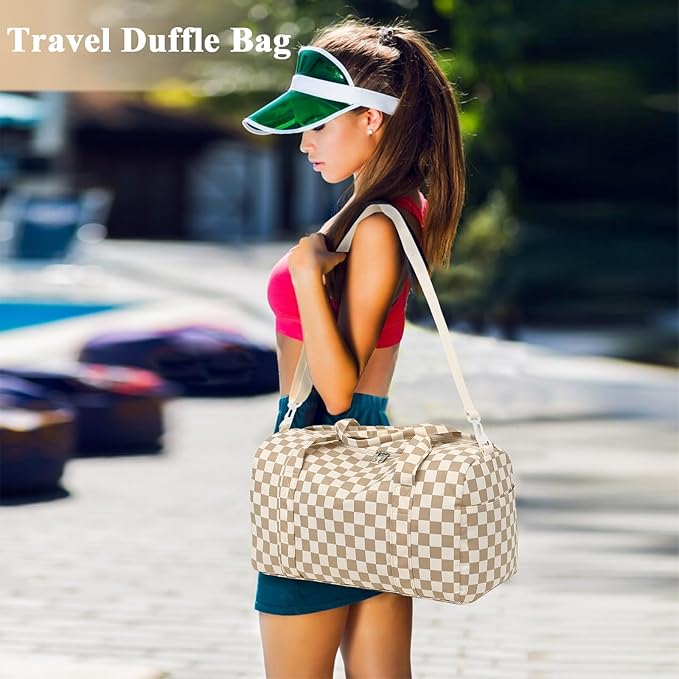 Gym Bag Sports Duffle Bag with Wet Pocket Weekender Overnight Bag with Waterproof Shoe Pouch and Air Hole for Girls Kids Women Travel Foldable Bag