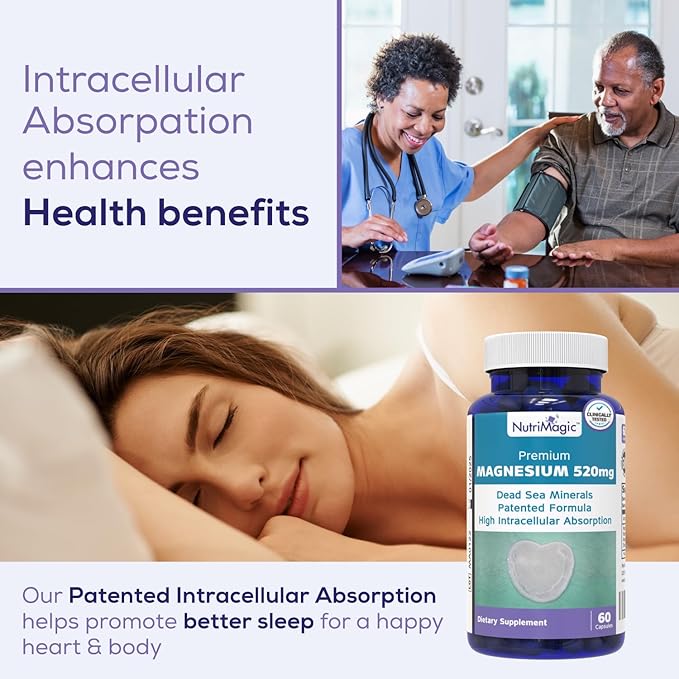 520mg Active Elemental Magnesium from The Dead Sea (from Oxide), Patented High Absorption, Pure Mineral Complex for Muscle, Bone, Brain Health Support, 1 Capsule Per Day, 60 Vegan Capsules