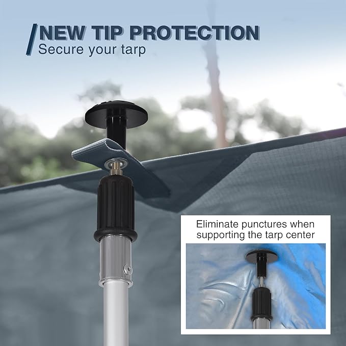 REDCAMP Aluminum Adjustable Camping Tarp Poles, Extra Tall Portable Canopy Poles, 41in to 126in Telescoping Heavy Duty Tent Poles for Shelter, Hammock Rain Fly, Awning, (Silver, Set of 2)