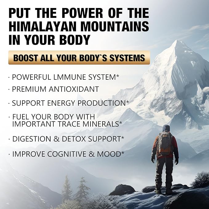 2 Packs 1000MG Pure Himalayan Shilajit Resin, with 85+ Trace Minerals,fulvic Acid, Digestive and Immune Supplement, Supports Focus and Energy, High Potency for Men & Women,Vegan, Non-GMO