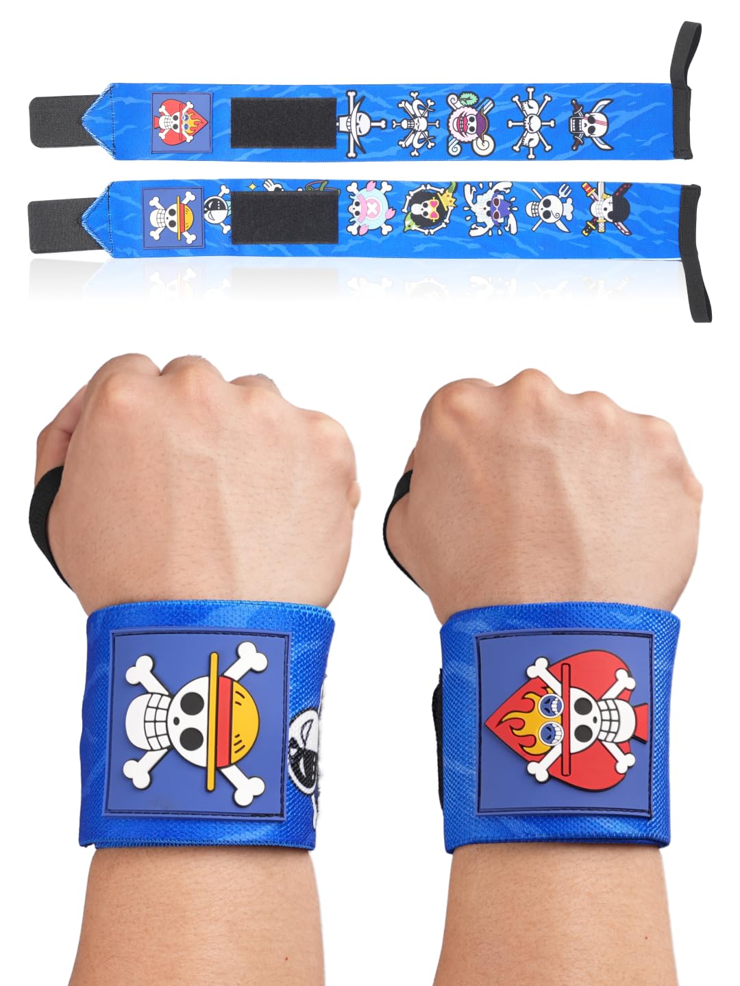 CROWN Anime Wrist Wraps Camo Lifting Straps 24" for Men and Women - 1 Pair Each, Gym Accessories Support Weightlifting, Powerlifting, Strength Training, and Improve Workout, Op