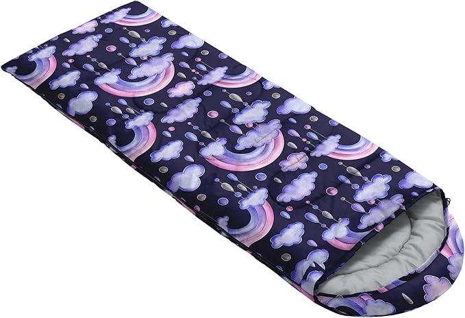 AILONEN Cartoon Fox Camping Sleeping Bag for Boys Girls Adults,Lightweight & Waterproof,3 Season Warm & Cold Weather,Portable,Kawaii Fox Printed Sleeping Bag,Traveling,Camping,Hiking