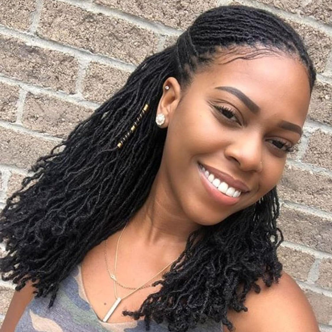 100% Real Human Hair Loc Extensions 8 Inch 100 Strands 0.2Cm Width Full Handmade Permanent Dreadlock Extensions For Women, Men C