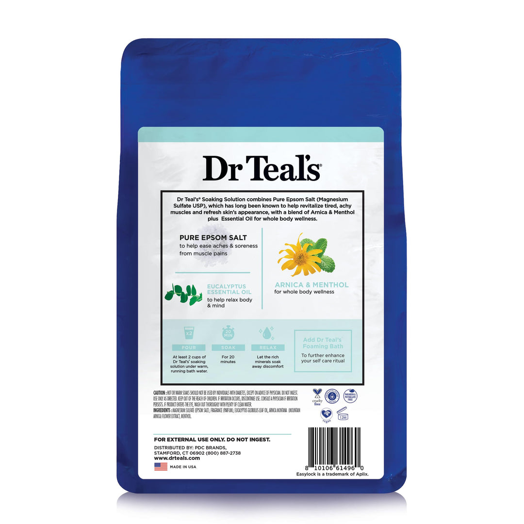 Dr Teal's Epsom Salt Magnesium Soak, Arnica Body Relief with Arnica, Menthol & Essential Oils, 3 lbs
