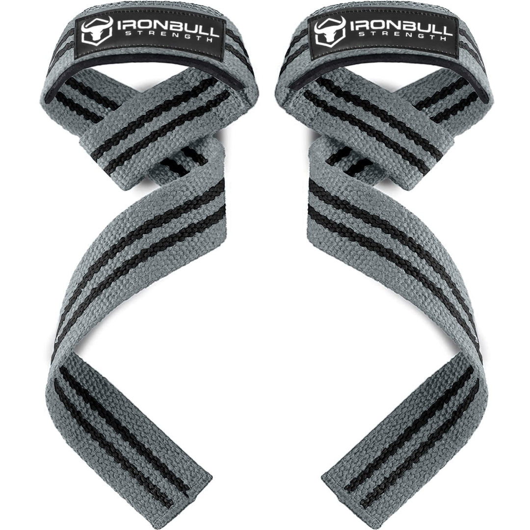 Lifting Straps (1 Pair) - Padded Wrist Support Wraps - For Powerlifting, Bodybuilding, Gym Workout, Strength Training, Deadlifts & Fitness Workout (Grey)