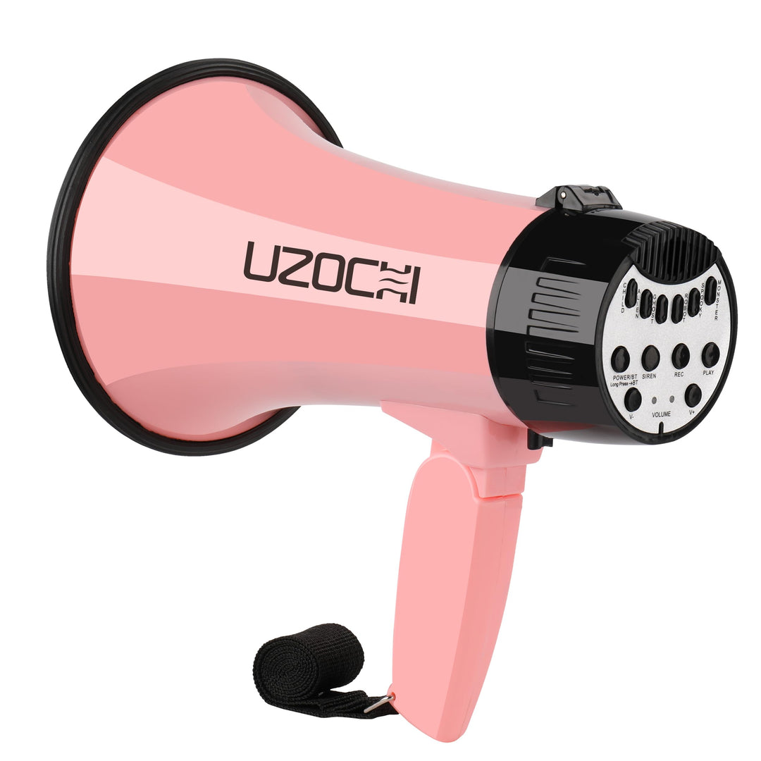 UZOCHI 20w Megaphone Bullhorn with Siren, Recording, Bluetooth Input, Voice Changer for Kids with 6 Sound Effect, Loud Speaker for Teacher, Cheerleading