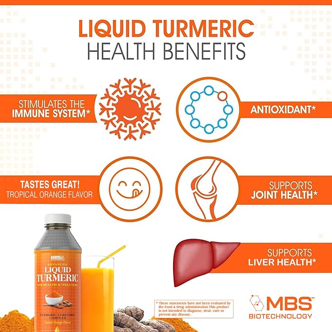 Advanced Liquid Turmeric – High Absorption Curcumin with Black Pepper & Vitamin D3 for Maximum Bioavailability – Joint, Inflammation & Immune Support – 20 fl oz