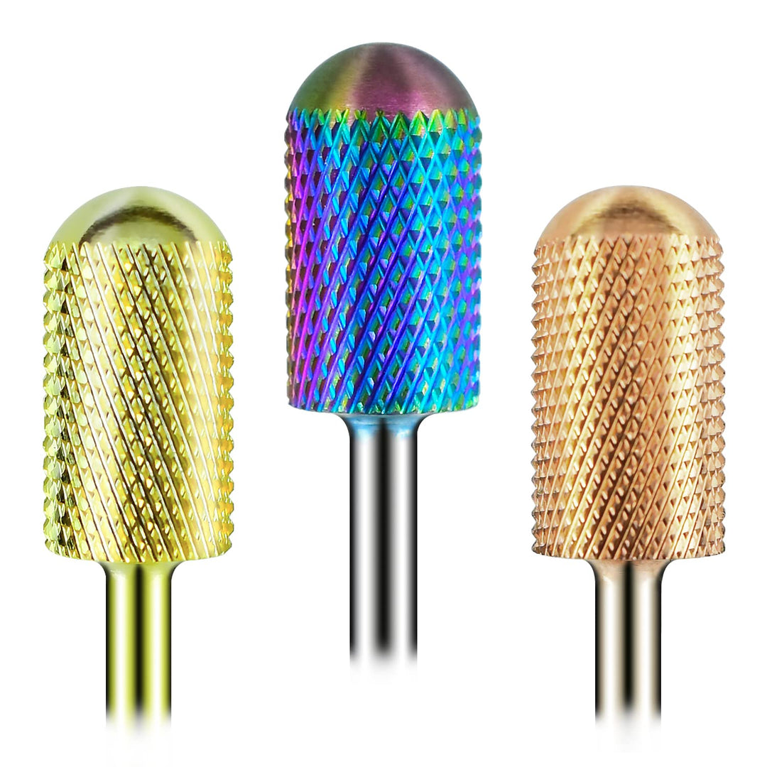 Depvko 3Pcs Premium 3/32"Safety Large Barrel Carbide Nail Drill Bits, Smooth Round Top Drill Bits for Nails Electric Dremel Drill Machine