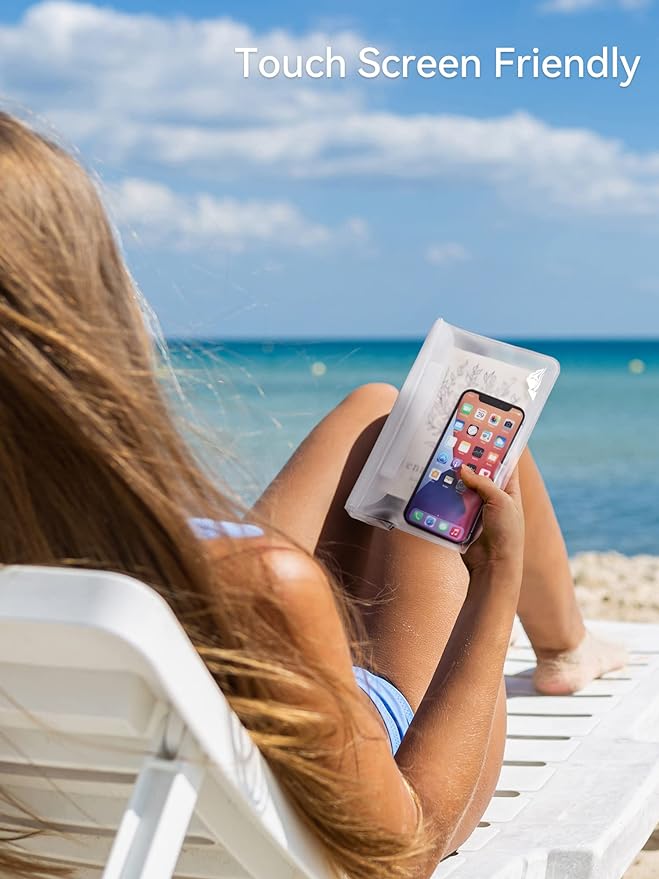 HEETA Waterproof Pouch, Screen Touch Sensitive Waterproof Bag Black & White Bundled with 5-Pack Clear Waterproof Dry Bag