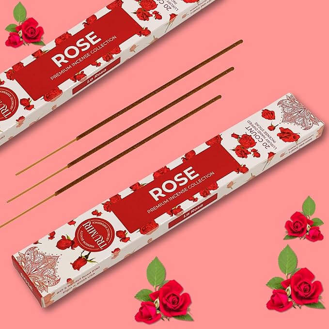 Rose Incense Sticks - Incienso de Rosas - Total 40 Insence-Sticks - Dual Pack of 20 Insense - Inciensos - Inscents - Natural Non Toxic Ingredients - Incents - Incence - Inscense - Insents