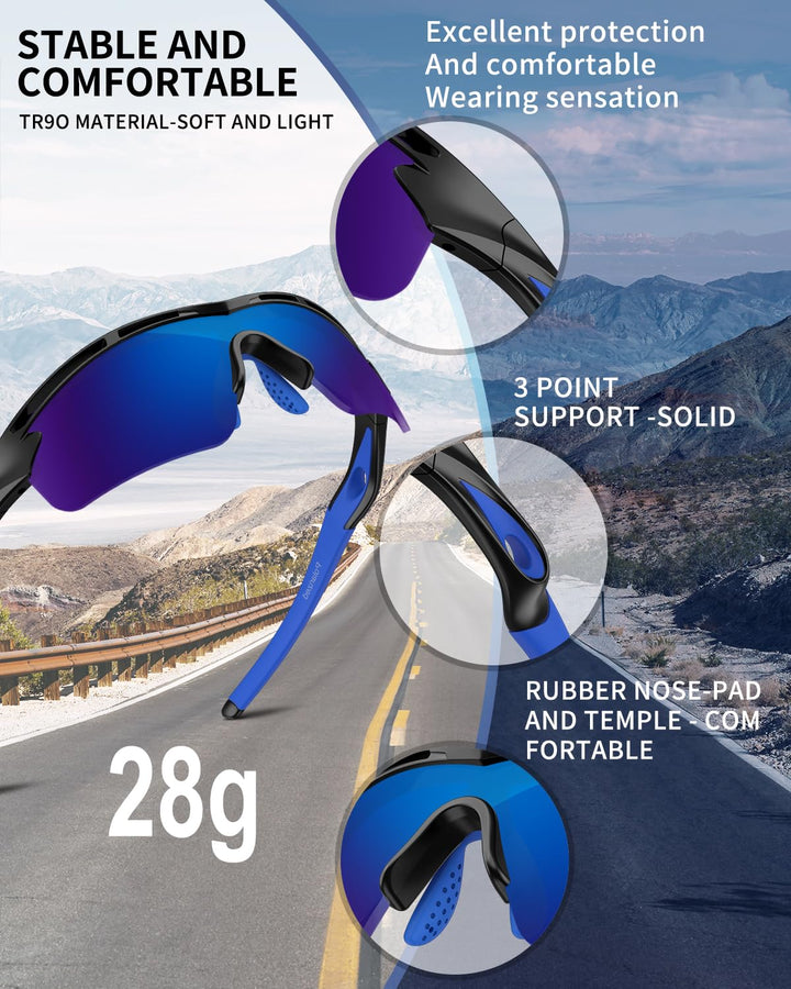 Polarized Sports Sunglasses for Men Women Youth Baseball Cycling Running Driving Fishing Tennis Golf Motor TAC UV400 TR90