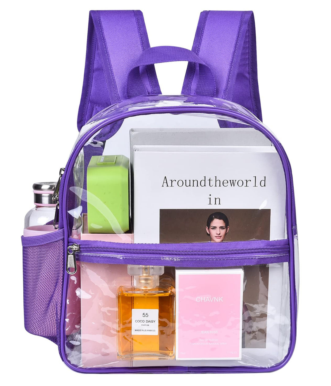USPECLARE Clear Backpack Stadium Approved 12×6×12, Water proof Clear Bag for Concert Work Sport Event(Purple)
