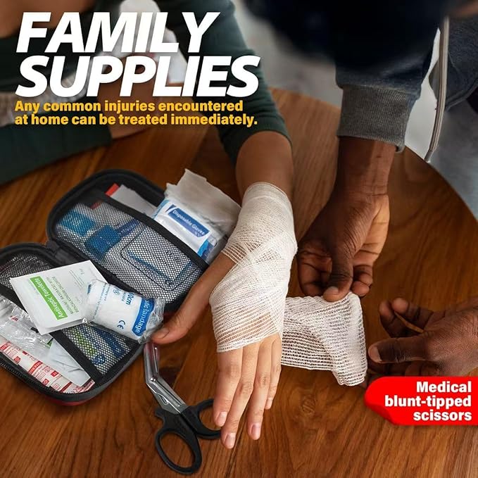 Travel First Aid Kit,120 Piece Mini First Aid Kit,Waterproof Survival First Aid Kits,Car Emergency Kit,Small Portable First Aid Kits for Car Travel Businesses Camping Sports Hiking(Red)