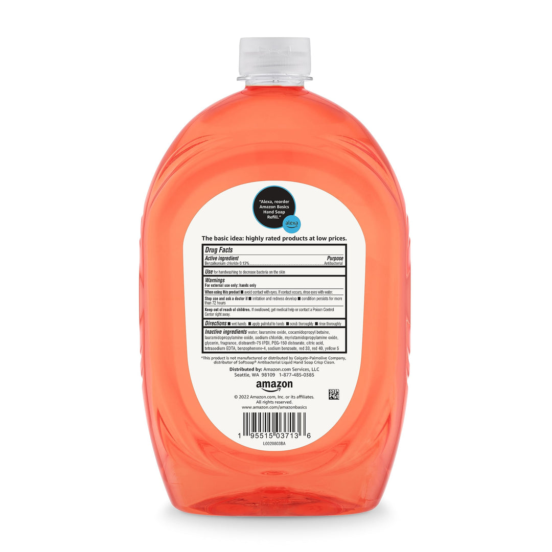 Amazon Basics Antibacterial Liquid Hand Soap Refill, Light Moisturizing, Triclosan-Free, Citrus, 50 Fl Oz (Pack of 2) (Previously Solimo)