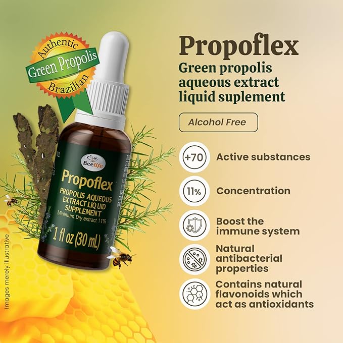 Beelife Propoflex Green Propolis Extract - No Alcohol Bee Propolis Tincture, High Artepillin-C Levels - Antioxidant-Rich Liquid Supplement for Wellness - Natural & Kosher - Made in Brazil, 1 Fl. Oz.