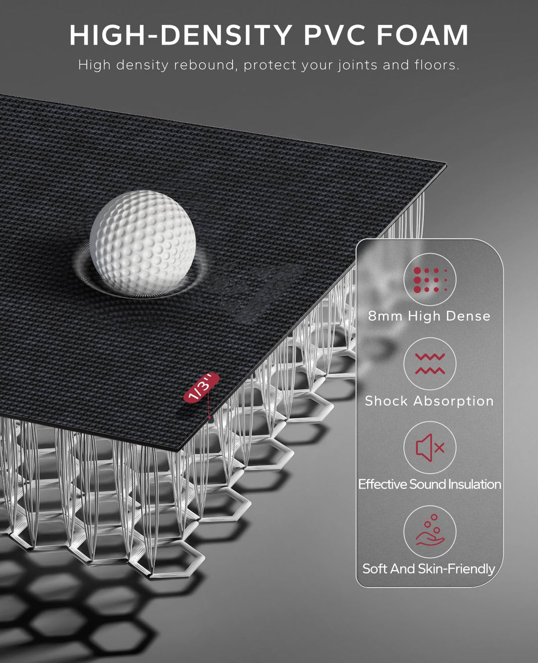 HAPBEAR Extra Large Exercise Mat-9'x6'x8mm(1/3 inch), Non-Slip, Ultra Durable, Thick Workout Mats for Home Gym Flooring Cardio, Yoga Mats for Fitness, High-Density Exercise Mat, Shoes-Friendly