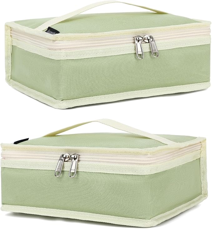 FlowFly Small Insulated Lunch box Portable Soft Bag Mini Cooler Thermal Meal Tote Kit with Handle for Work & School, Light Matcha