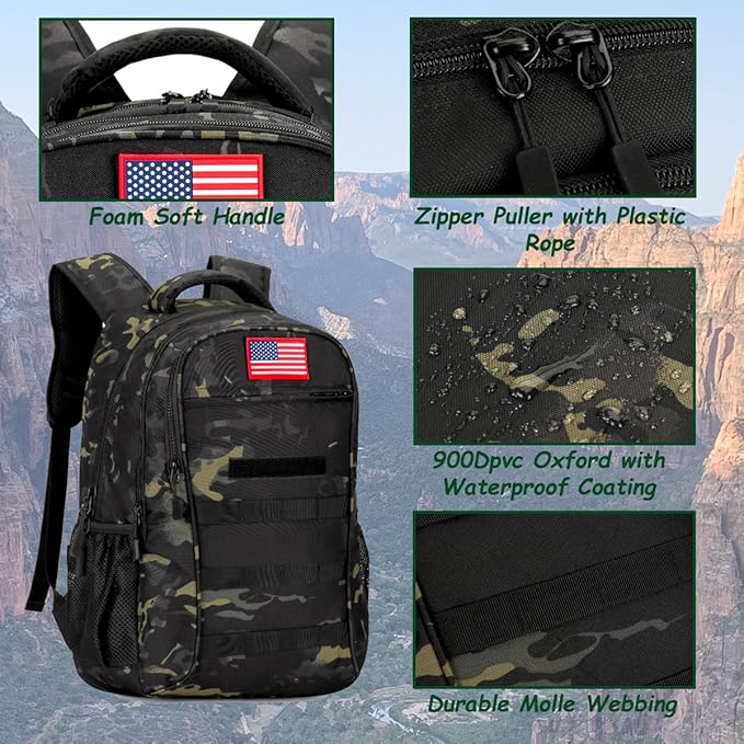 4land Camo Backpack for Boys,Army Boys Backpacks for Elementary Middle School Military,Camouflage Bookbag 40L