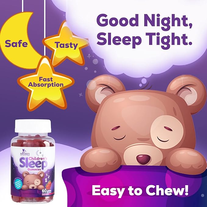 Kids Sleep Gummies 2mg - Children's Sleep Gummy with Melatonin, Non-Habit Forming, Works with Natural Sleep Cycle, Supports Peaceful, Restful Sleep, Calm & Drug-Free, Natural Berry Flavor, 60 Gummies