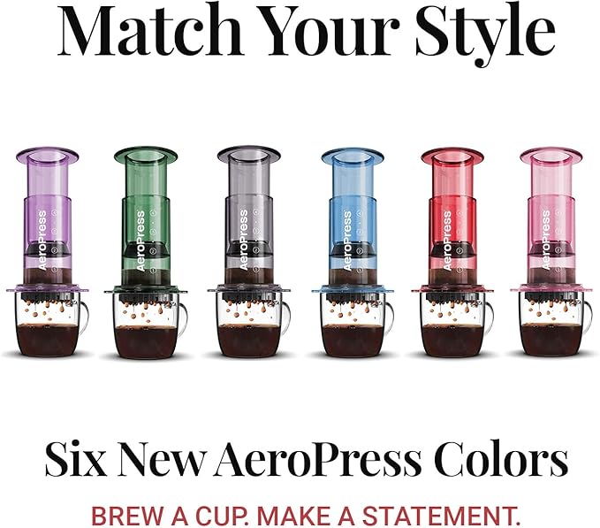 AeroPress Clear Purple Coffee Press – 3 In 1 Brew Method Combines French Press, Espresso, Full Bodied Coffee Without Grit or Bitterness, Small Portable Coffee Maker for Camping & Travel, Purple