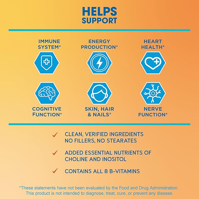 BioEmblem Vitamin B-Complex - All 8 Active Forms with Methyl Folate, Methyl B12, B6, Biotin Plus Choline Inositol, Supports Energy, Metabolism, Brain, Heart Health - B Vitamin Supplement 90 Capsules