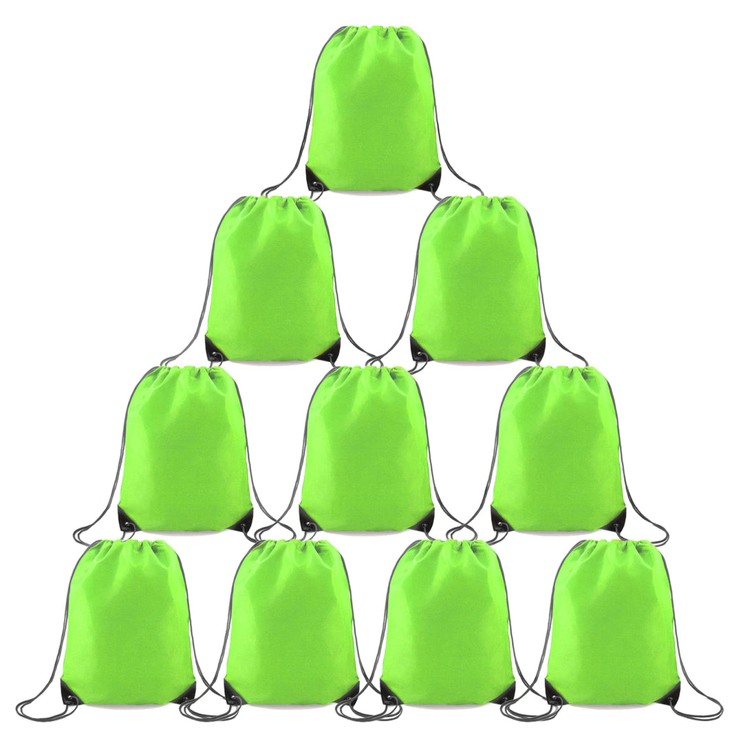 BeeGreen 10 Packs Green Drawstring Bags for Birthday Party Gym Sports Multipurpose Polyester Cinch Sackpack Bulk for Heat Vinyl Tie Dye Pull String Sinch Sacks