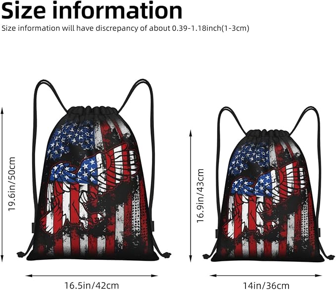 Eagle Outline Drawstring Backpack American Flag Gym Drawstring Bag Patriotic Gift for Independence Day Veterans Day Memorial Day, 4th of July Party Favor Goodies Storage Bags, 3112036
