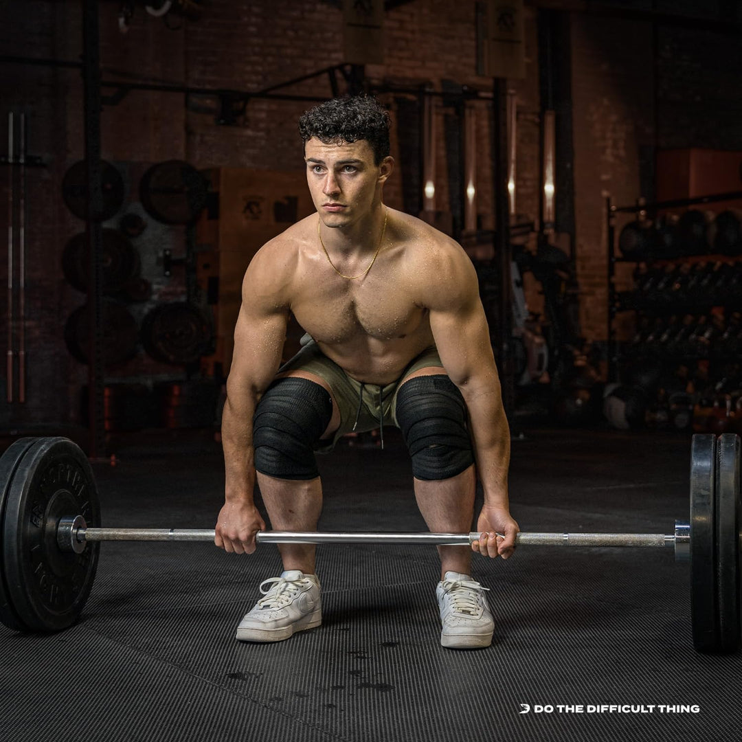 DMoose Knee Wraps for Weightlifting - 78" Length Heavy Duty Knee Straps Pair - Avoid Knee Injury - Provides Joint Stability I Cross Training & WODs I Compression & Elastic Support